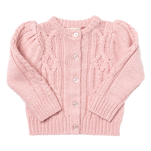Girls Cable Constance Sweater- Dusty Rose