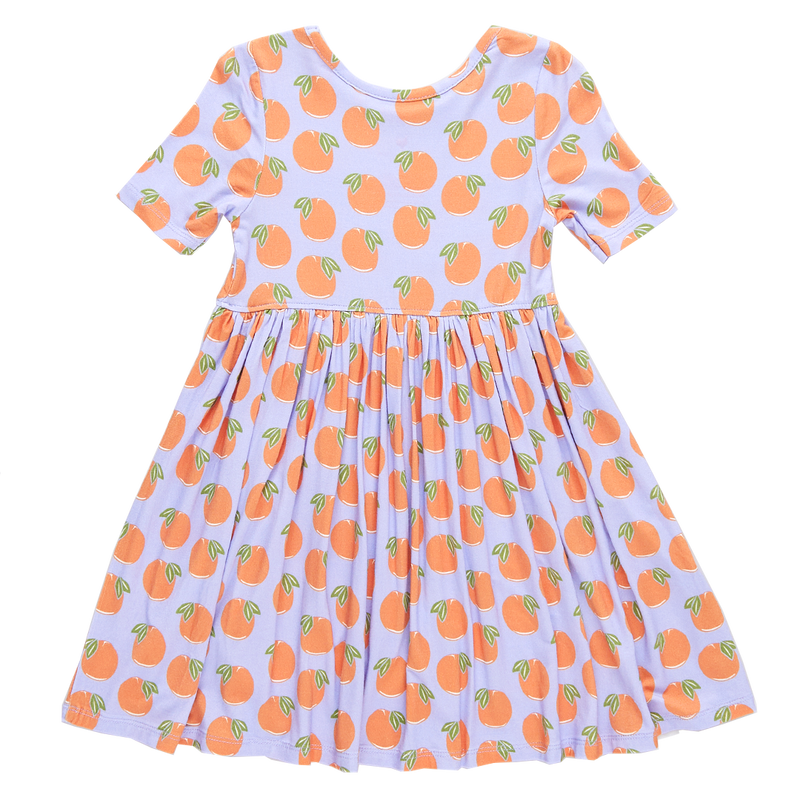 Girls Bamboo Steph Dress - Lavender Oranges