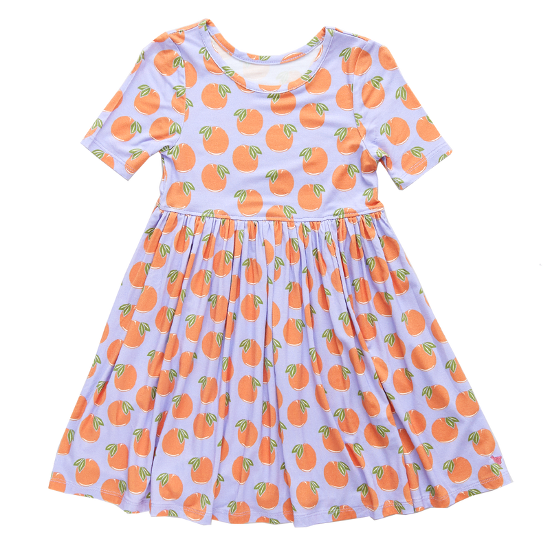 Girls Bamboo Steph Dress - Lavender Oranges