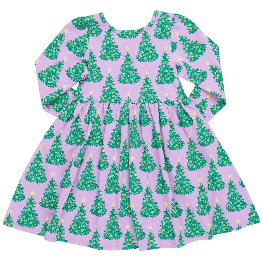Girls Organic Steph Dress - Lavender Forest