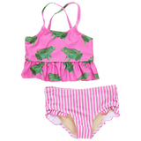 Girls Joy Tankini - Magenta Pink Frogs