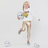 Girls Lame Legging - Light Gold