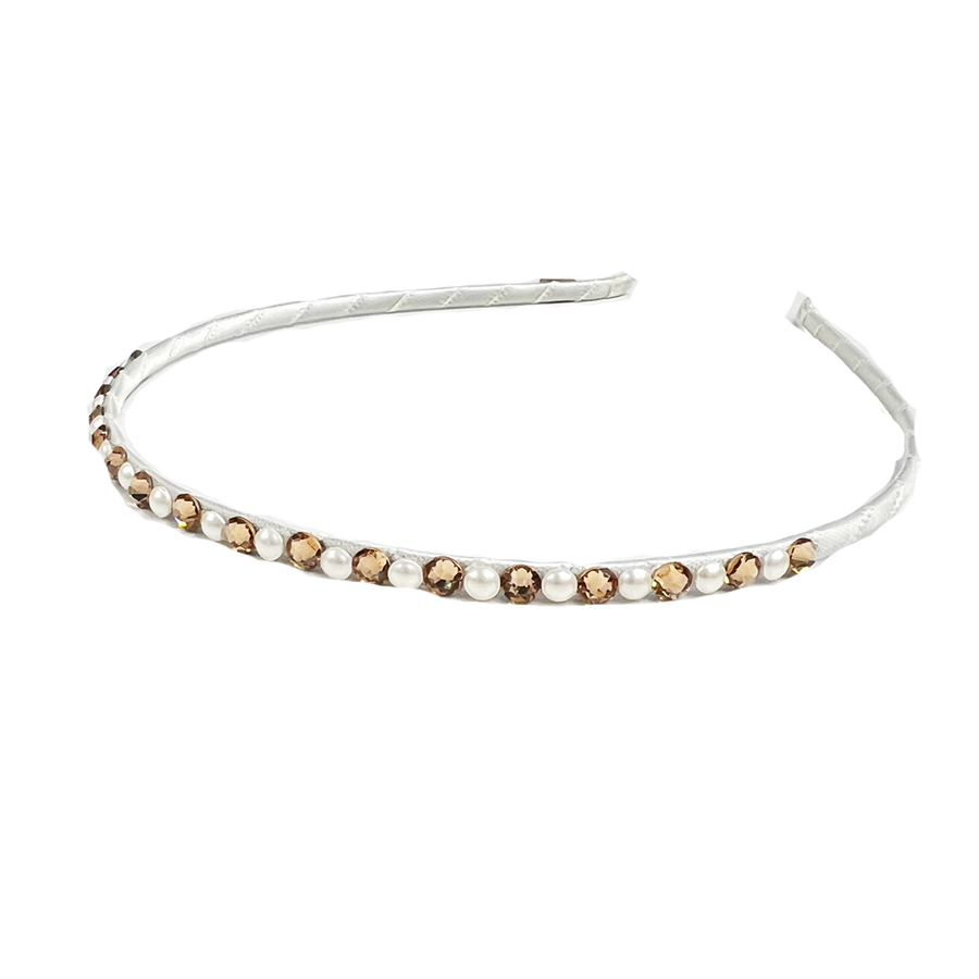 Skinny Crystal Headband - Pearl & Gold