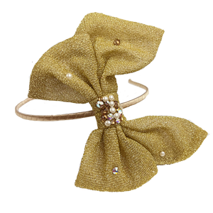 Sparkle Bow Headband - Gold