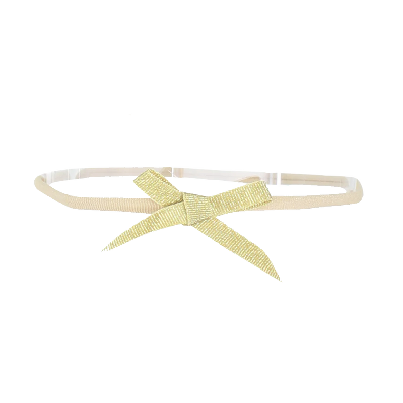 Ribbon Shoelace Bow Headband - Gold