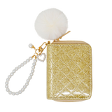 Quilted Pearl Strap Wallet - Gold