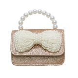 Glitter Pearl Bow Bag - Gold