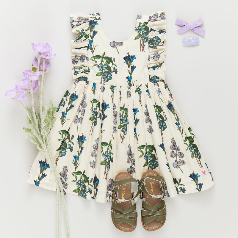 Girls Marceline Dress - Blue Botanical