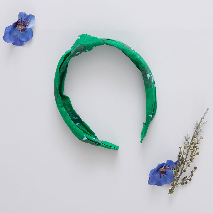 Girls Holly Headband- Green Flower Toss