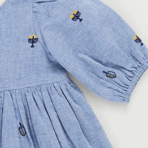 Girls Brooke Dress - Hanukkah Embroidery