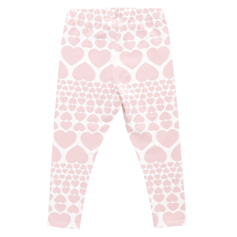 Girls Organic Legging - Pink Cascading Hearts