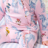 Baby Girls Ruffle Bamboo Romper - Pink Unicorn Fields
