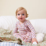 Baby Girls Ruffle Bamboo Romper - Pink Carnations