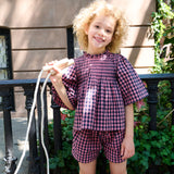 Girls Theodore Short - Pink Blue Check