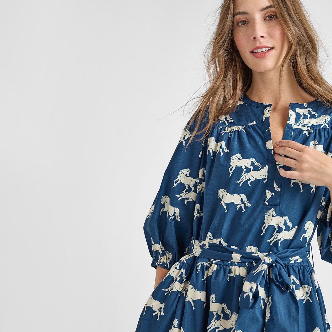 Womens Short Indira Dress - Wild Horses | Pink Chicken