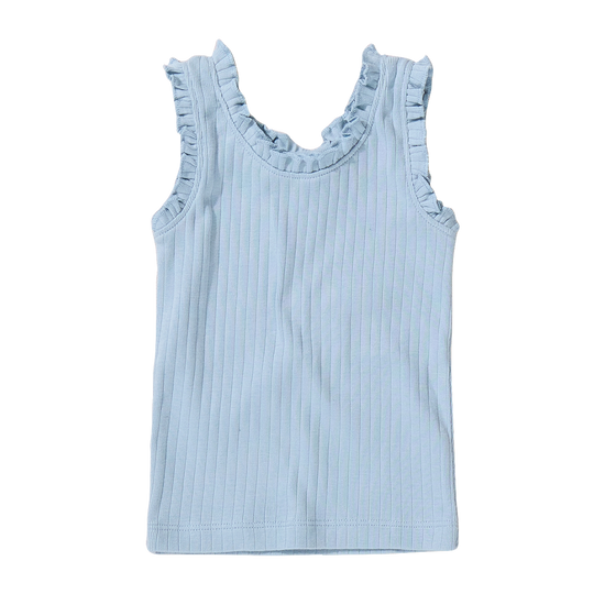 Joy Ruffle Rib Tank - Light Blue – Pink Chicken