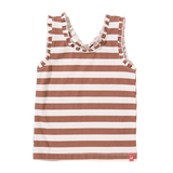 Joy Ruffle Tank - Cocoa Stripe