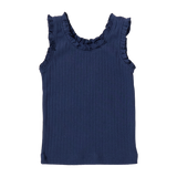 Joy Ruffle Rib Tank - Navy