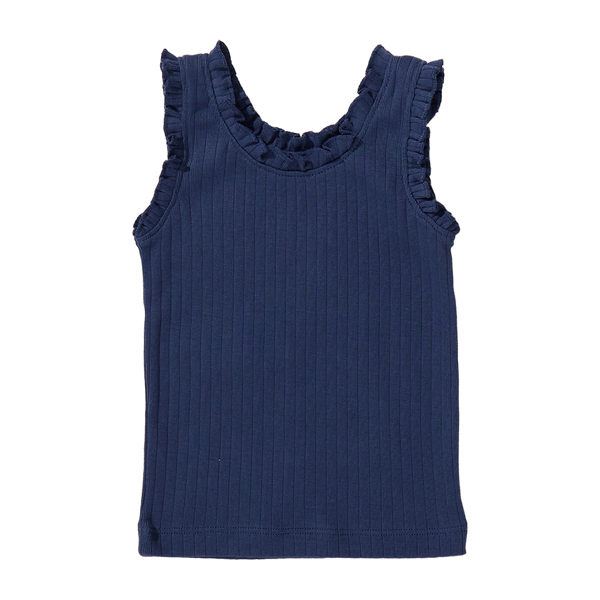 Joy Ruffle Rib Tank - Navy – Pink Chicken