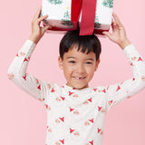 Kids Bamboo PJ Set - Small Santas