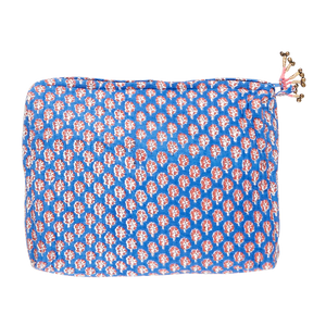 Large Quilted Pouch - Blue Lisbon Ditsy