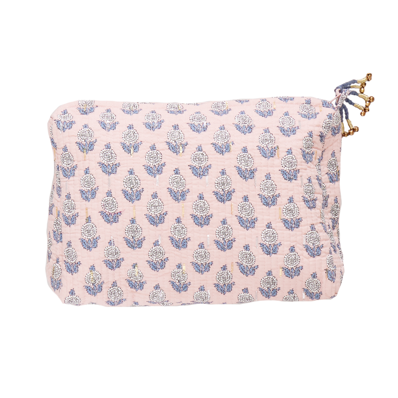 Large Quilted Pouch - Pink Dahlia