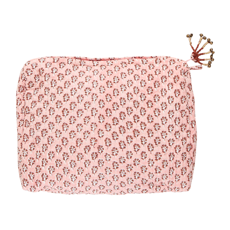 Large Quilted Pouch - Pink Lisbon Ditsy