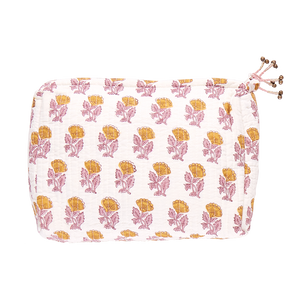 Large Quilted Pouch - Yellow Flower Drop