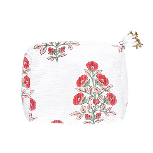 Large Quilted Pouch - Pink Bouquet