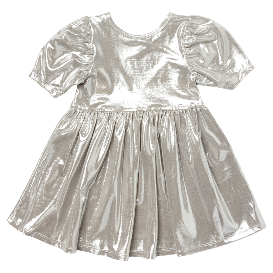 Girls Lame Laurie Dress - Champagne
