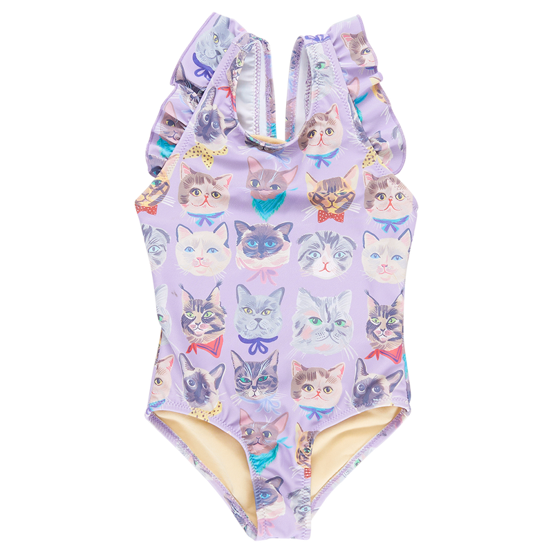 Girls Liv Suit - Lavender Cool Cats