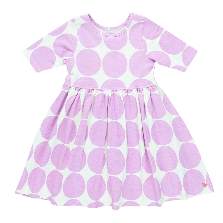 Girls Organic Steph Dress - Lavender Dot