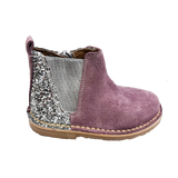 Suede Chelsea Boot with Glitter - Lavender