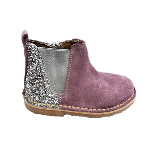 Suede Chelsea Boot with Glitter - Lavender