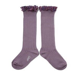 Liberty Ruffle Ribbed Knee-High Socks - Wisteria Purple