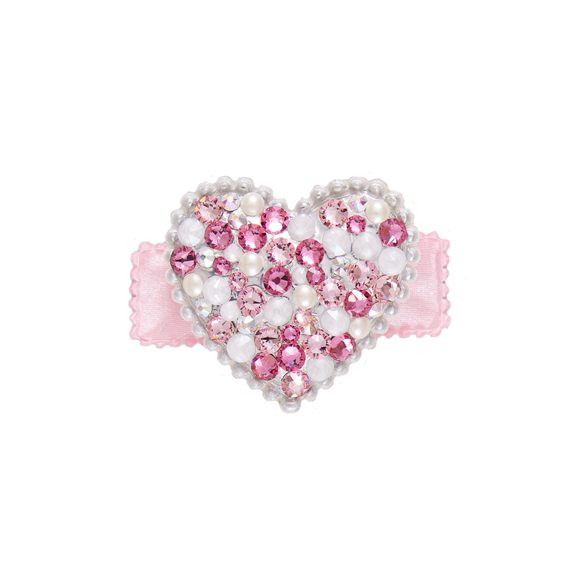 Bari Lynn Puffy Heart Clip - Pink & Pearl