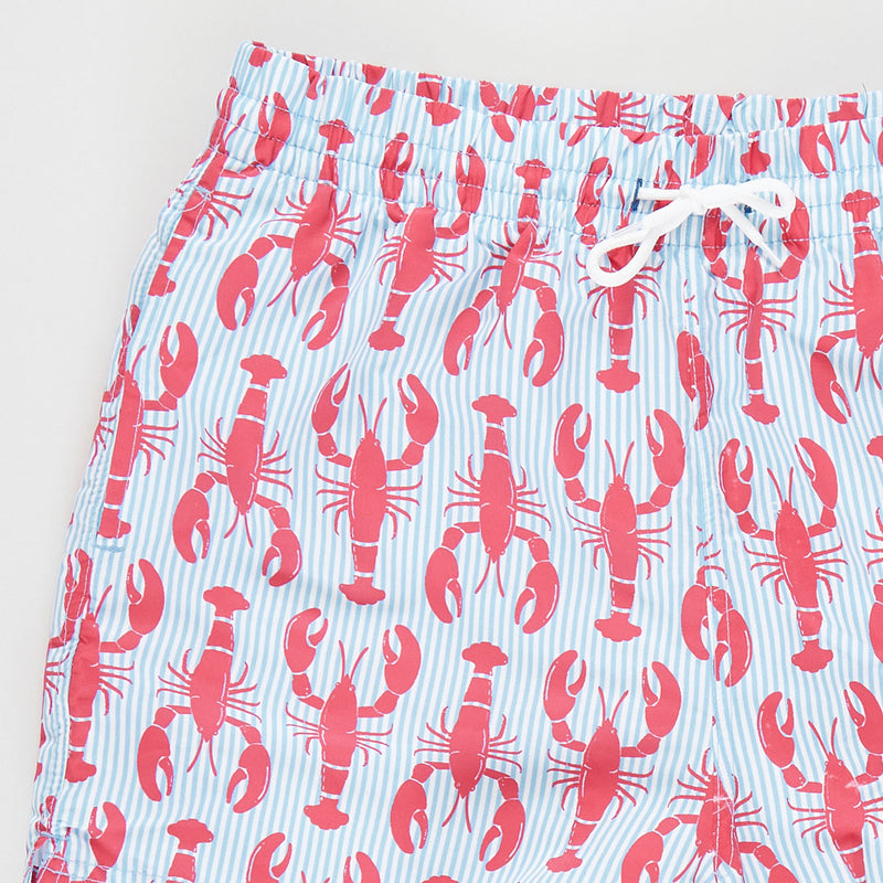 Mens Swim Trunk - Lobster Stripe