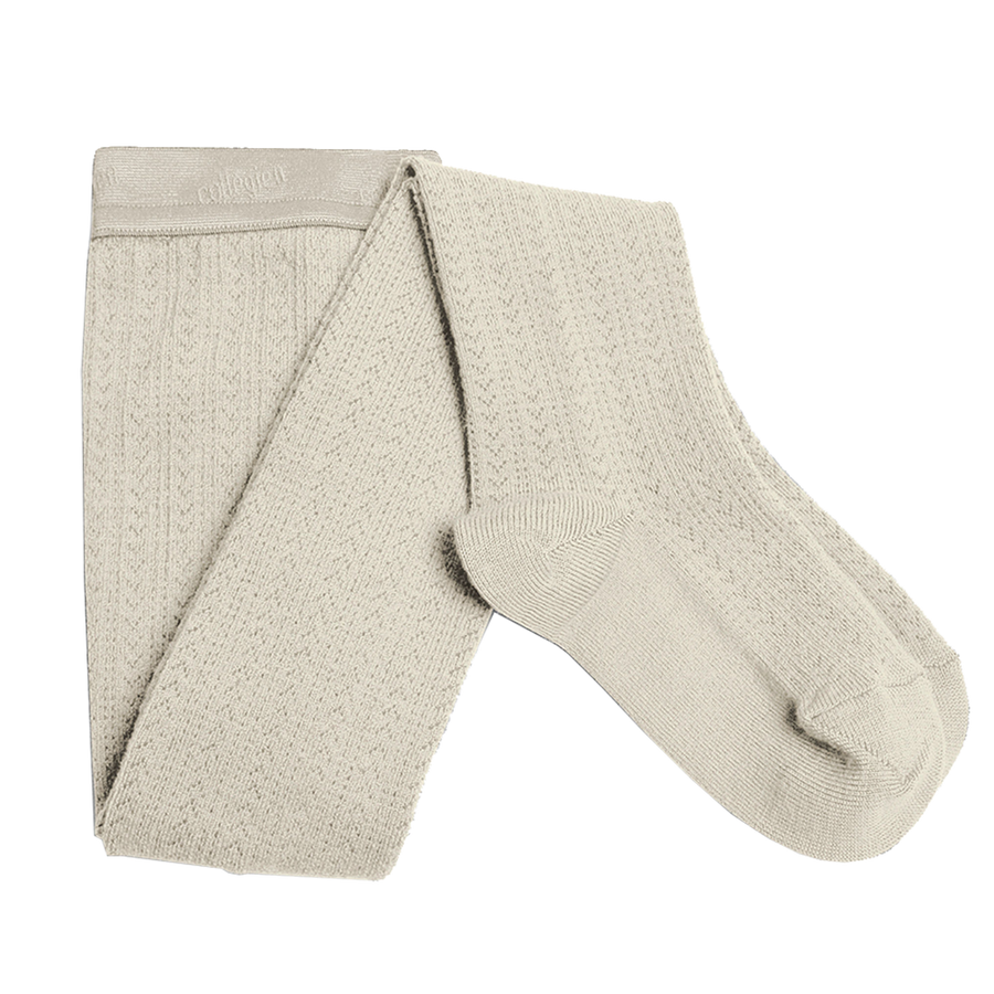 Merino Wool Open-Knit Tights - Cream