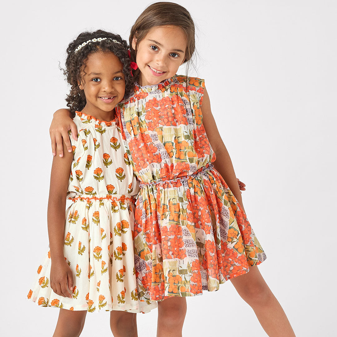 Girls Misha Top - Small Orange Bud – Pink Chicken