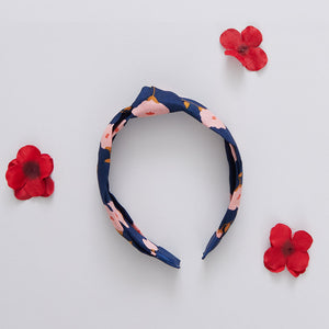 Girls Holly Headband- Navy Flower Toss