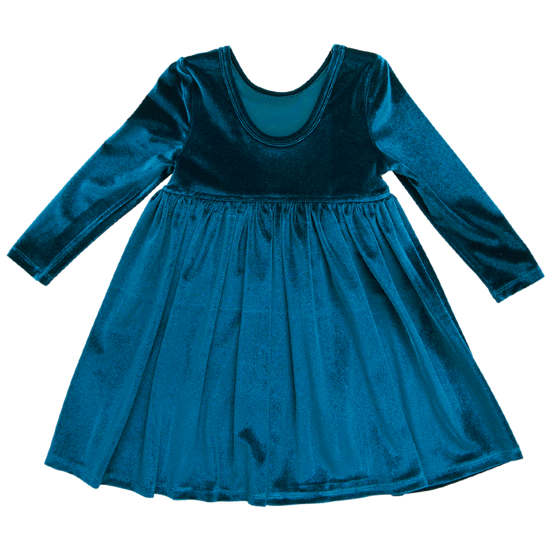 Girls Velour Steph Dress - Midnight Blue