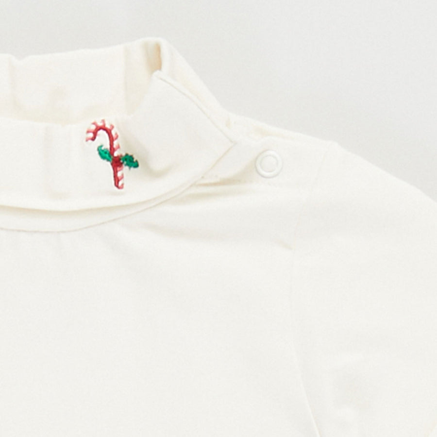 Baby Boys Organic Bodysuit - Candy Cane Embroidery