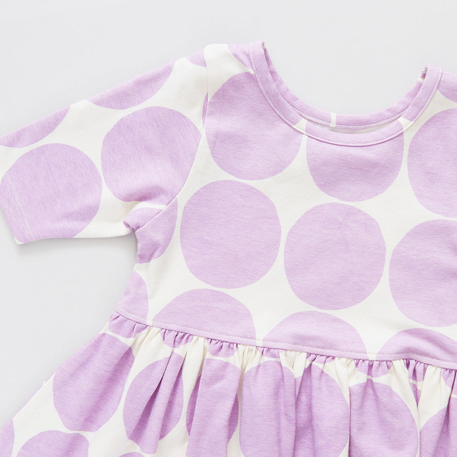 Girls Organic Steph Dress - Lavender Dot