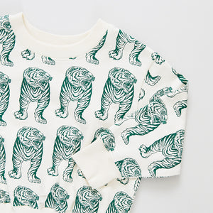 Kids Organic Sweatshirt - Green Tiger