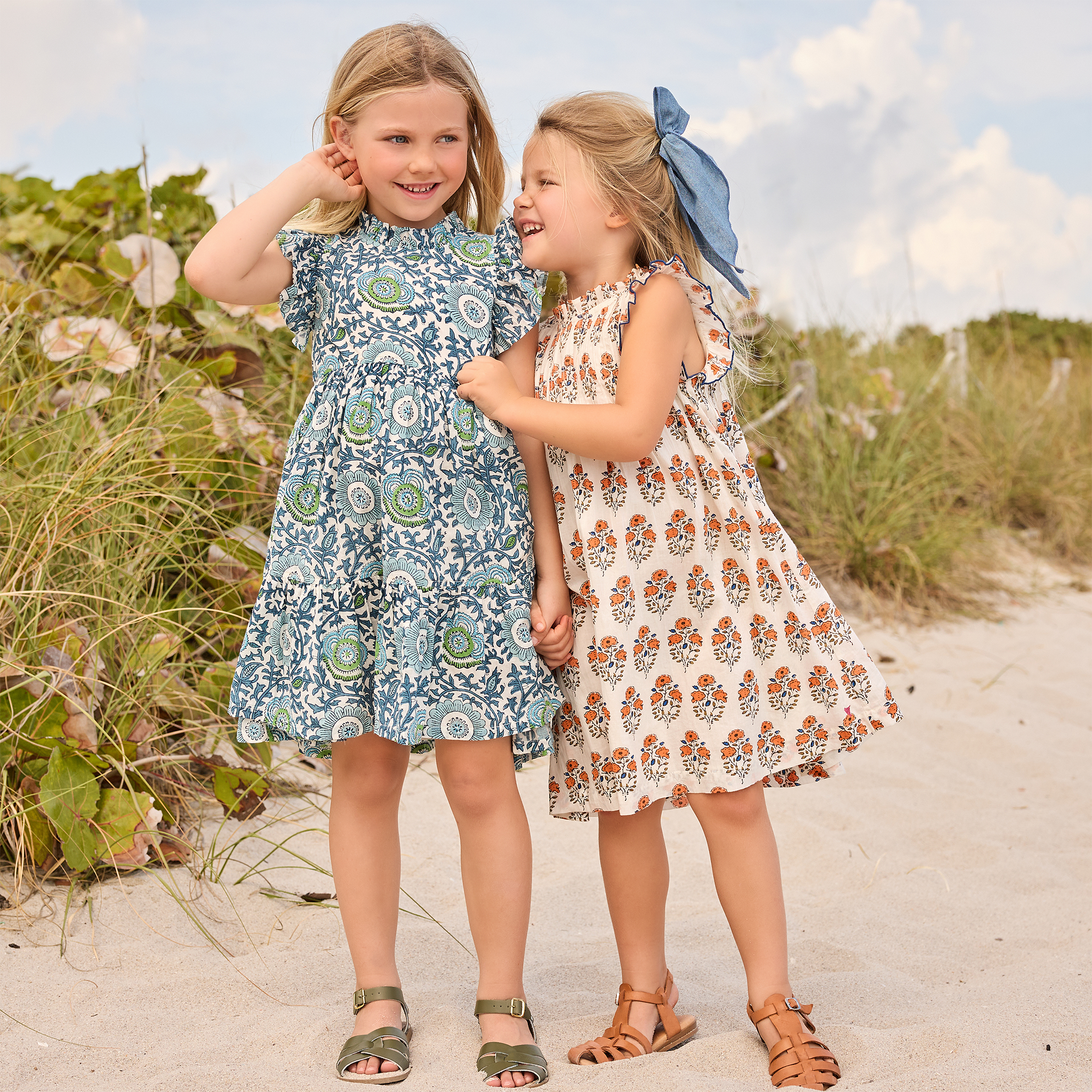 Girls Jennifer Dress - Blue Lisbon Floral – Pink Chicken