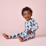 Baby Bamboo Romper - Blue Half Hearts