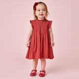 Baby Girls Stevie Dress - Red Mini Hearts
