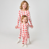 Kids Bamboo PJ Set - Pink Half Hearts