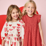 Girls Stevie Dress - Red Mini Hearts