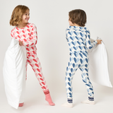 Kids Bamboo PJ Set - Blue Half Hearts